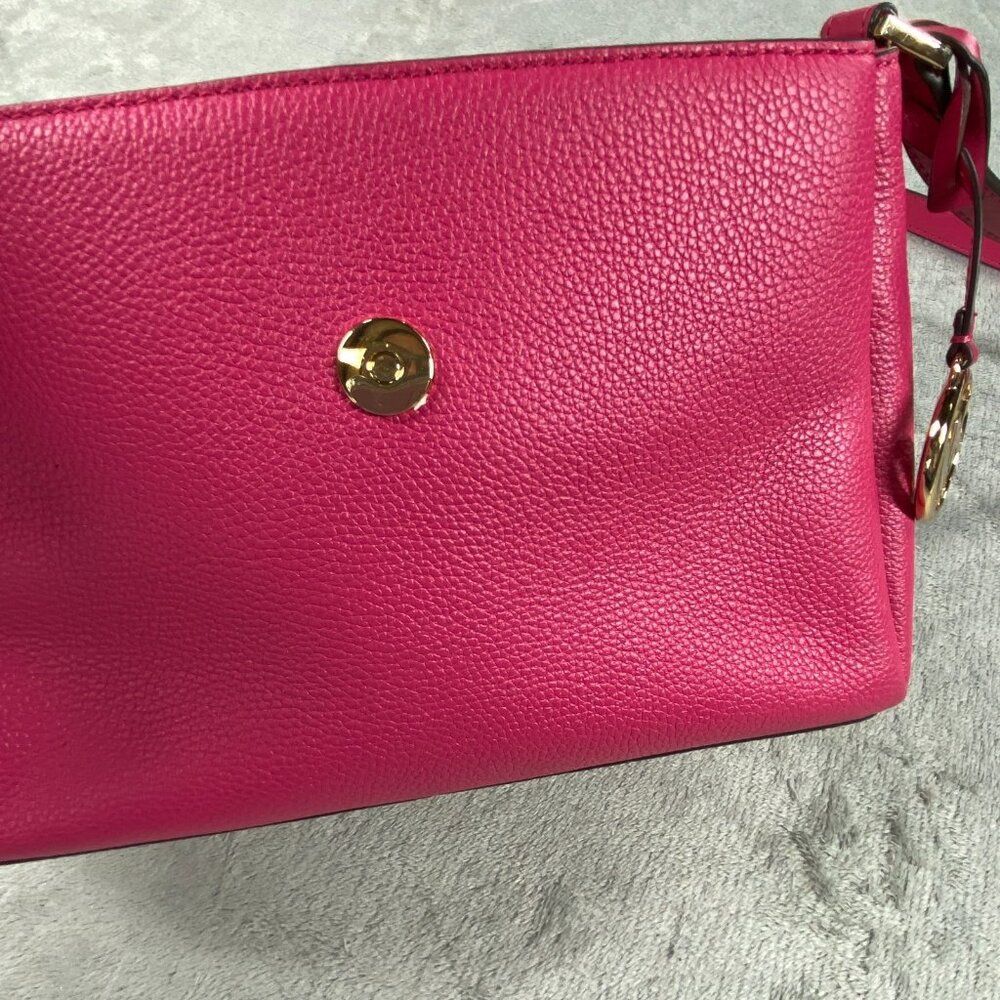 Michael Kors Addison Messenger Bag Women S Electric Pink Leather Crossbody Strap - Picture 11 of 16